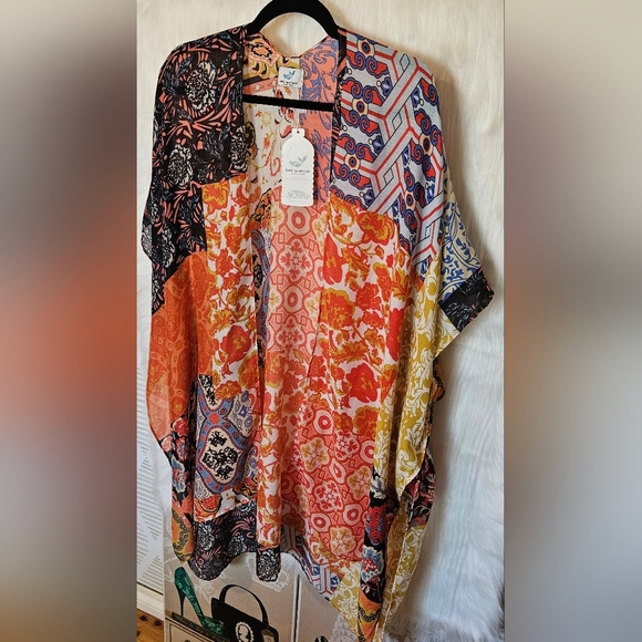 Save The Ocean Relaxed Patch Bohemian Kimono - Picture 2 of 7